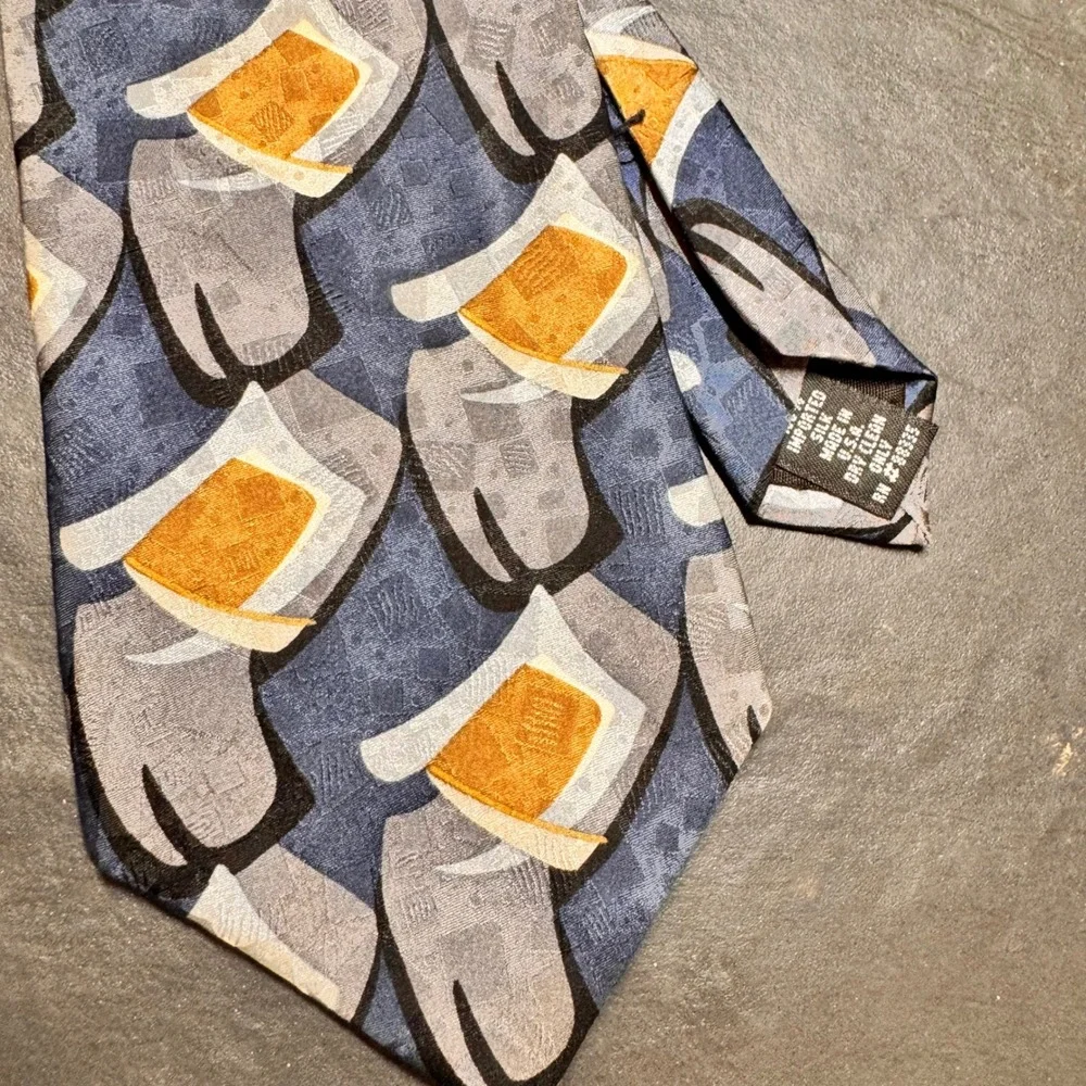 ZIGGURAT By Mulberry Neckwear Mens 100%‎ Imported Silk Blue Orange Abstract Tie
